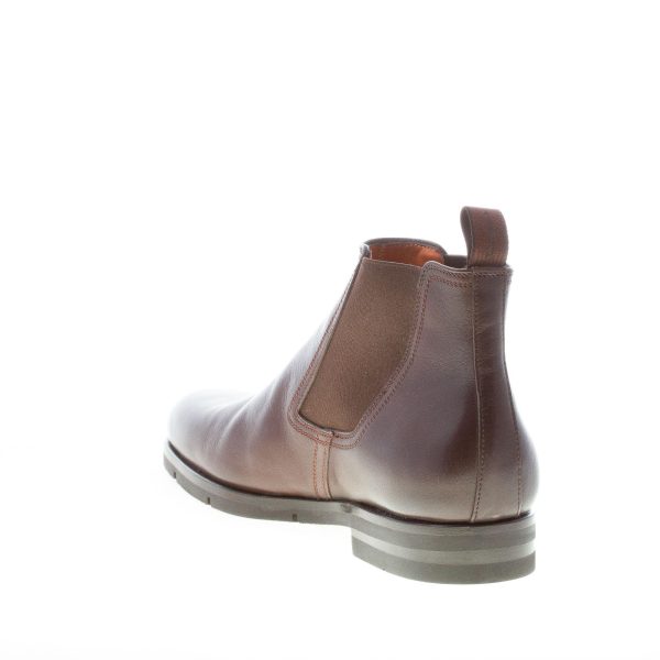SANTONI uomo stivaletto elasticizzato in pelle MARRONE. Suola gomma - immagine 4
