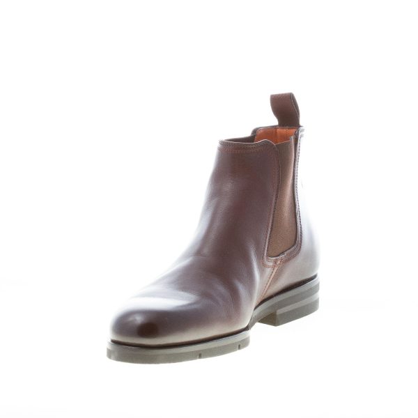 SANTONI uomo stivaletto elasticizzato in pelle MARRONE. Suola gomma - immagine 6