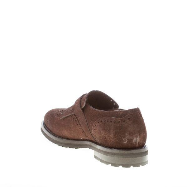 SANTONI uomo scarpa in camoscio TESTA DI MORO con fibbia e maxi frangia. Suola gomma - immagine 4