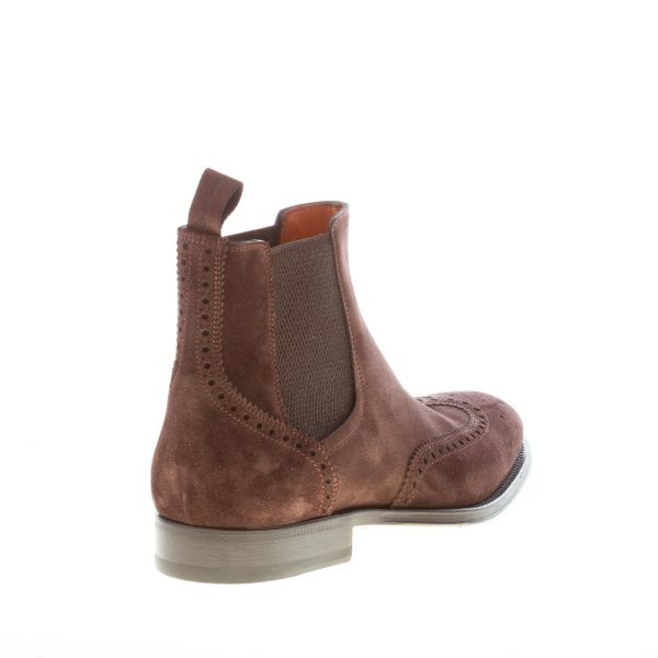 SANTONI uomo stivaletto elasticizzato in camoscio MARRONE coda di rondine. Suola gomma - immagine 3