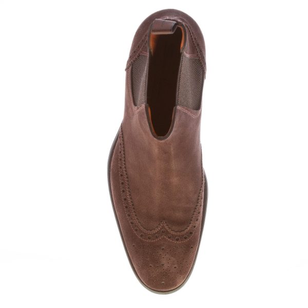 SANTONI uomo stivaletto elasticizzato in camoscio MARRONE coda di rondine. Suola gomma - immagine 7