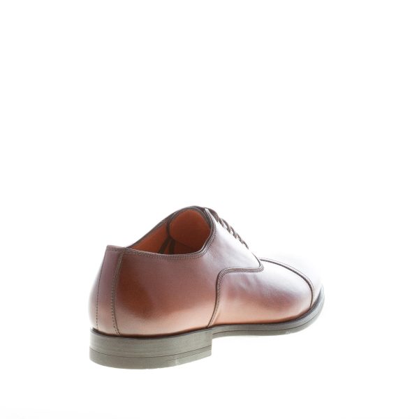 SANTONI uomo scarpa francesina in pelle MARRONE con cucitura cap-toe. Suola gomma - immagine 3