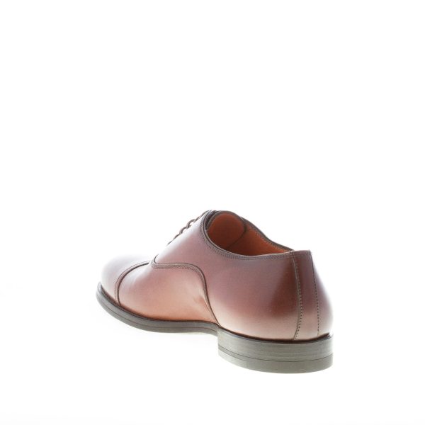 SANTONI uomo scarpa francesina in pelle MARRONE con cucitura cap-toe. Suola gomma - immagine 4