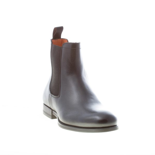 SANTONI uomo stivaletto elasticizzato in pelle NERO a punta liscia. Suola gomma - immagine 2