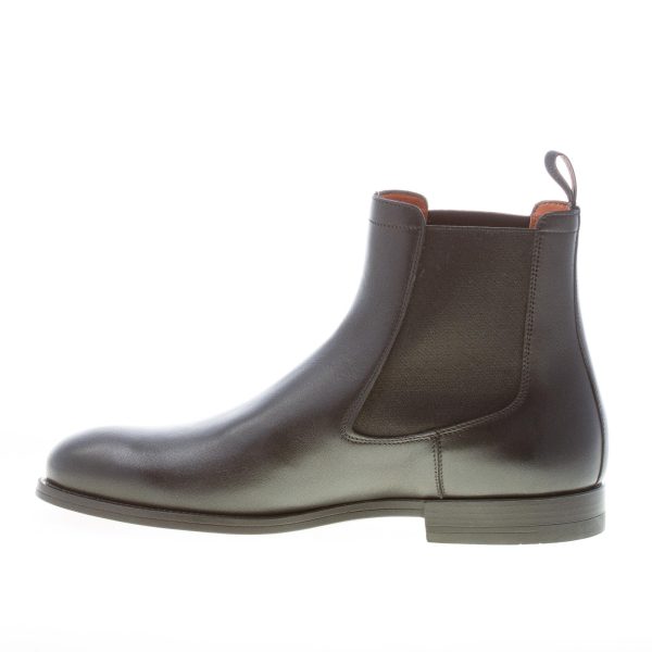 SANTONI uomo stivaletto elasticizzato in pelle NERO a punta liscia. Suola gomma - immagine 5