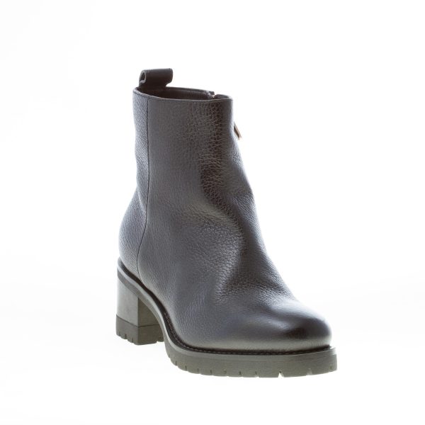 SANTONI donna stivaletto in pelle martellata NERO con zip. Tacco 5 cm - immagine 2