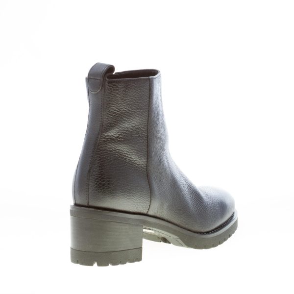 SANTONI donna stivaletto in pelle martellata NERO con zip. Tacco 5 cm - immagine 3