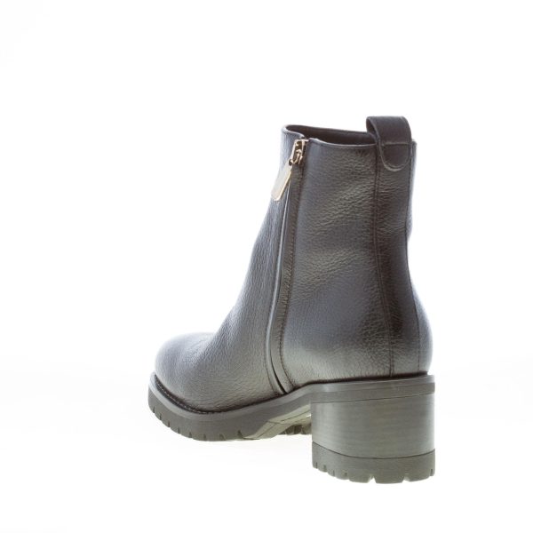 SANTONI donna stivaletto in pelle martellata NERO con zip. Tacco 5 cm - immagine 4