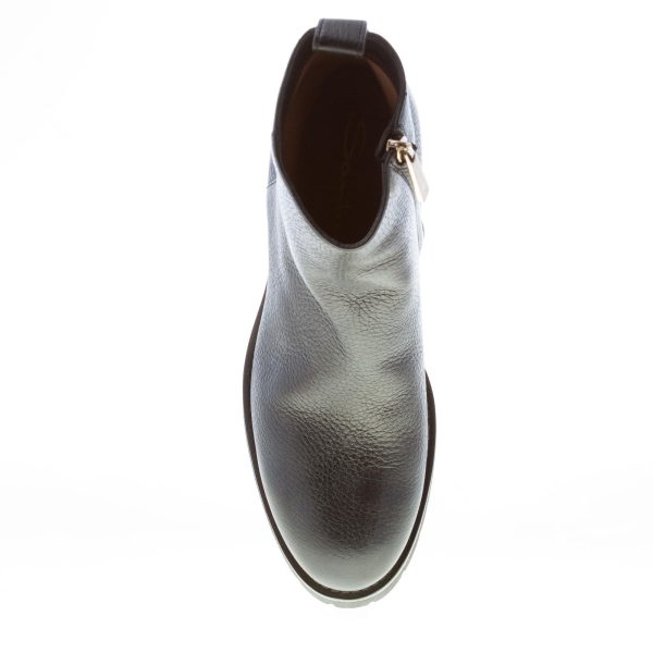 SANTONI donna stivaletto in pelle martellata NERO con zip. Tacco 5 cm - immagine 7