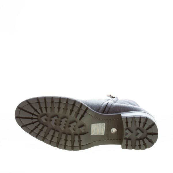 SANTONI donna stivaletto in pelle martellata NERO con zip. Tacco 5 cm - immagine 8