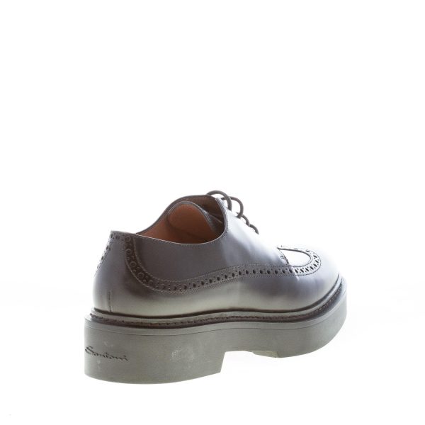 SANTONI donna scarpa derby in pelle NERO con coda di rondine. Suola in gomma - immagine 3