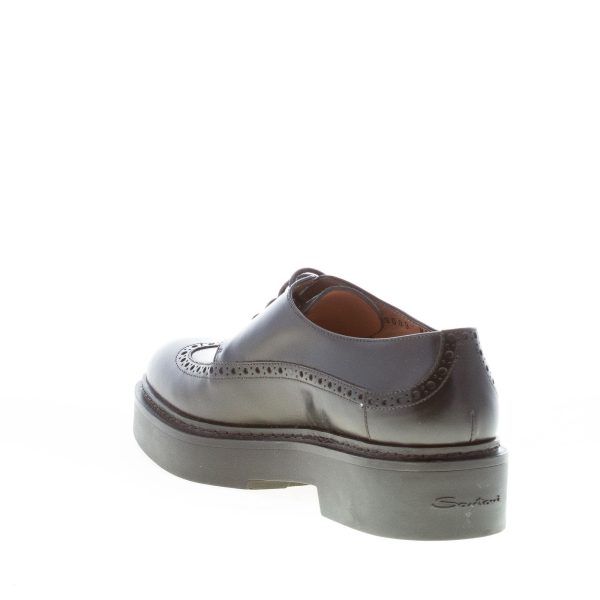 SANTONI donna scarpa derby in pelle NERO con coda di rondine. Suola in gomma - immagine 4