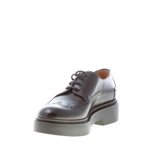 SANTONI donna scarpa derby in pelle NERO con coda di rondine. Suola in gomma - immagine 6