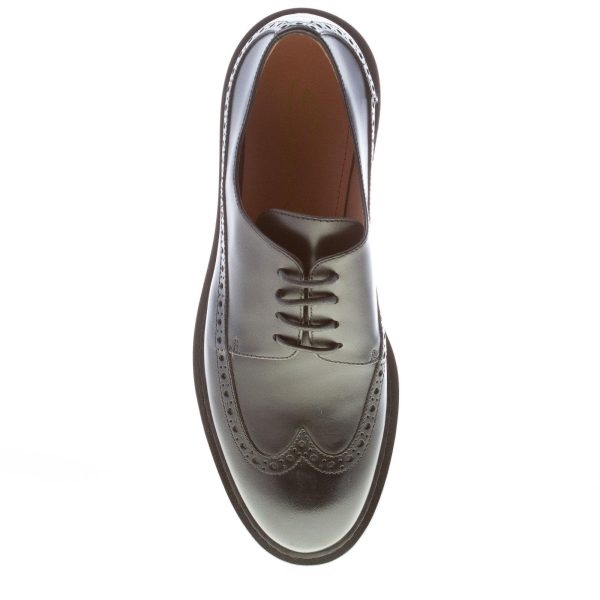 SANTONI donna scarpa derby in pelle NERO con coda di rondine. Suola in gomma - immagine 7