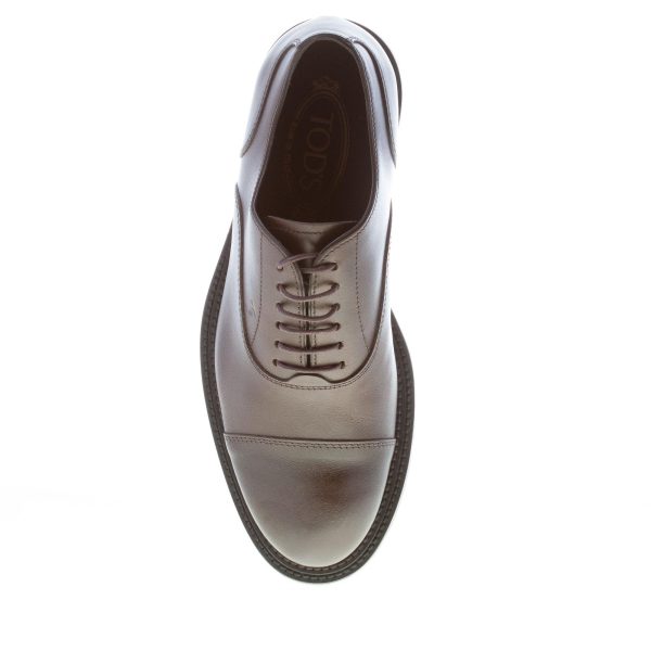 TOD'S uomo scarpa francesina in pelle liscia TESTA DI MORO. Suola gomma - immagine 7