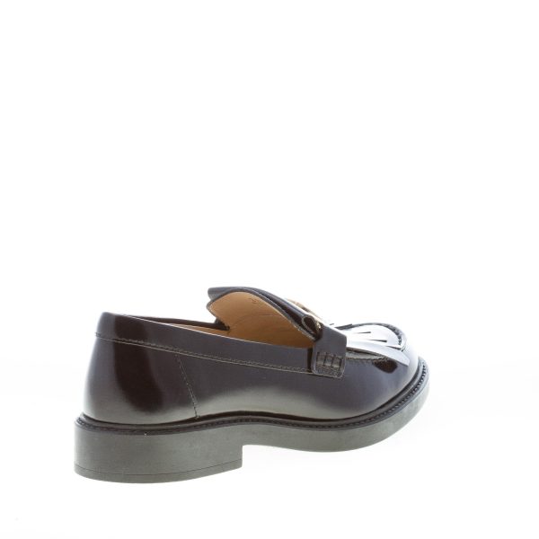 TOD'S donna mocassino in pelle spazzolata NERO con maxi frangia e double T. Suola gomma - immagine 3