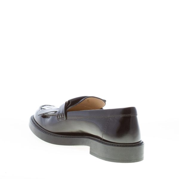 TOD'S donna mocassino in pelle spazzolata NERO con maxi frangia e double T. Suola gomma - immagine 4