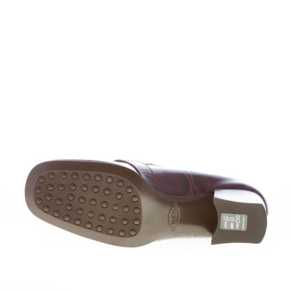 TOD'S donna mocassino Kate in pelle stampa cocco BORDEAUX con catena. Tacco 6 cm - immagine 8