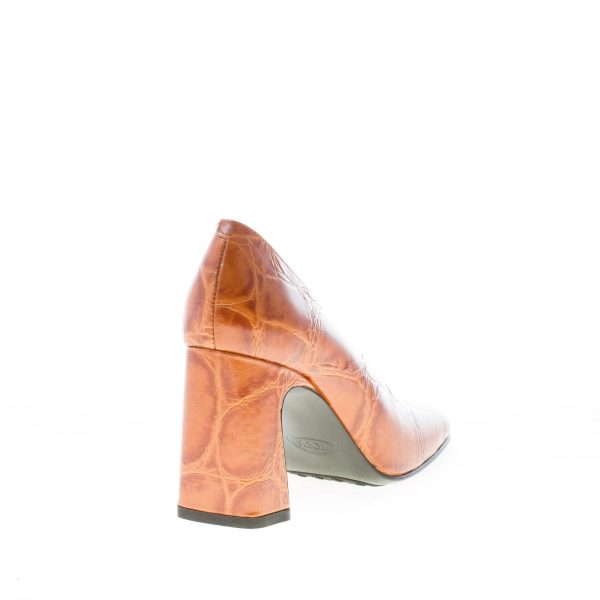 TOD'S donna décolleté in pelle stampa cocco MATTONE. Tacco 8 cm - immagine 3