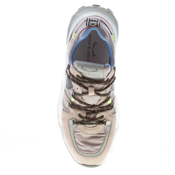 VOILE BLANCHE uomo sneaker Club10 in camoscio e tessuto nylon GRIGIO PIOMBO e beige - immagine 7