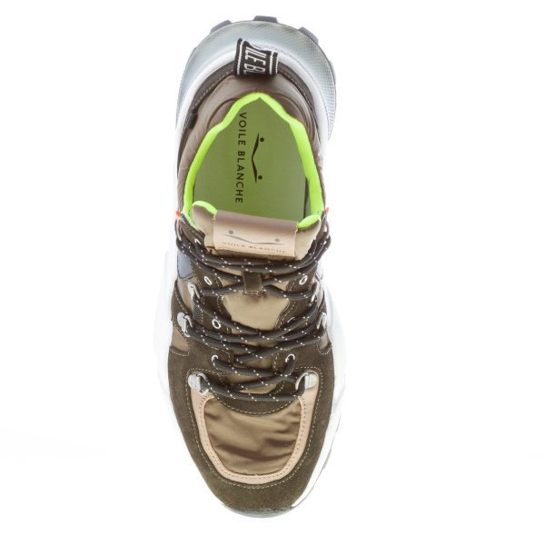 VOILE BLANCHE uomo sneaker Club10 in camoscio e tessuto nylon VERDE MILITARE - immagine 7