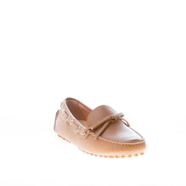 CAR SHOE donna mocassino driving in pelle CUOIO con laccetto. Suola gommini - immagine 2