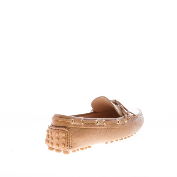 CAR SHOE donna mocassino driving in pelle CUOIO con laccetto. Suola gommini - immagine 3