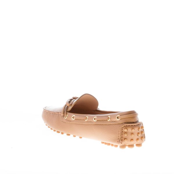 CAR SHOE donna mocassino driving in pelle CUOIO con laccetto. Suola gommini - immagine 4