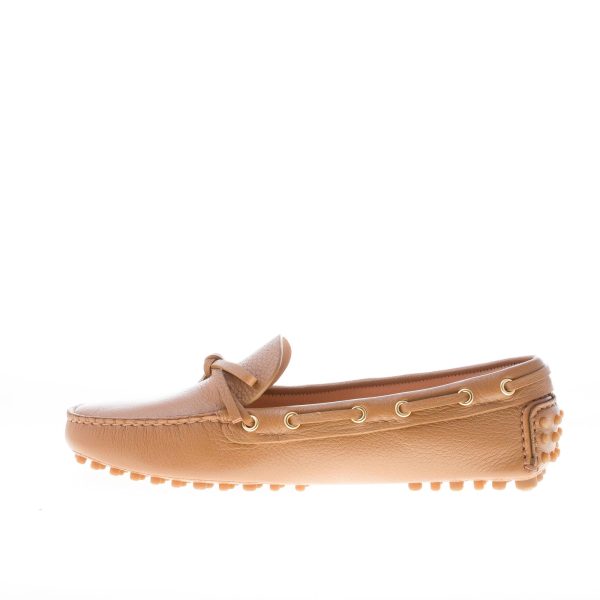 CAR SHOE donna mocassino driving in pelle CUOIO con laccetto. Suola gommini - immagine 5