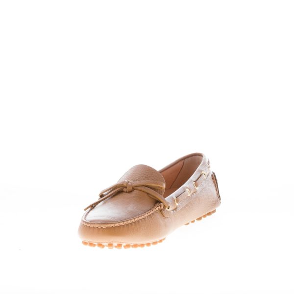 CAR SHOE donna mocassino driving in pelle CUOIO con laccetto. Suola gommini - immagine 6