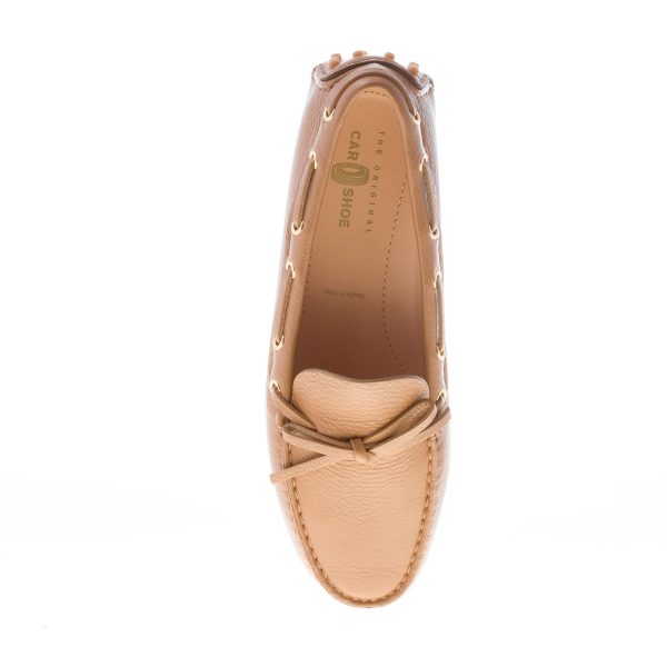 CAR SHOE donna mocassino driving in pelle CUOIO con laccetto. Suola gommini - immagine 7