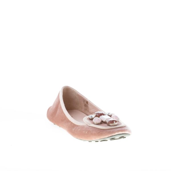 CAR SHOE donna ballerina in velluto ROSA con pietre. Suola gomma - immagine 2