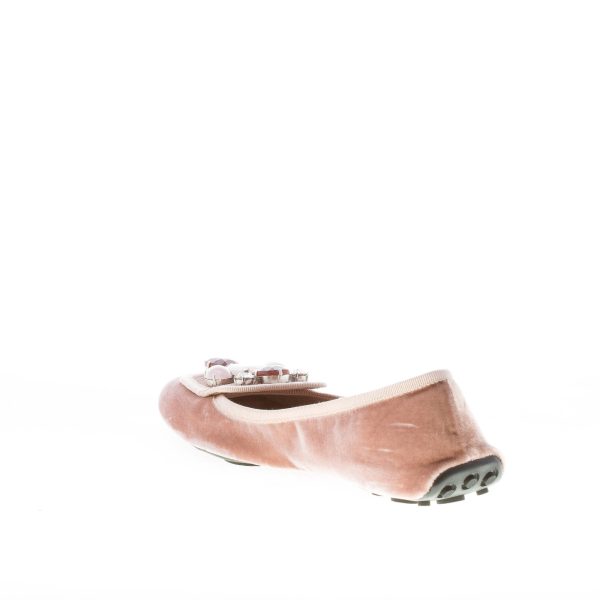 CAR SHOE donna ballerina in velluto ROSA con pietre. Suola gomma - immagine 4