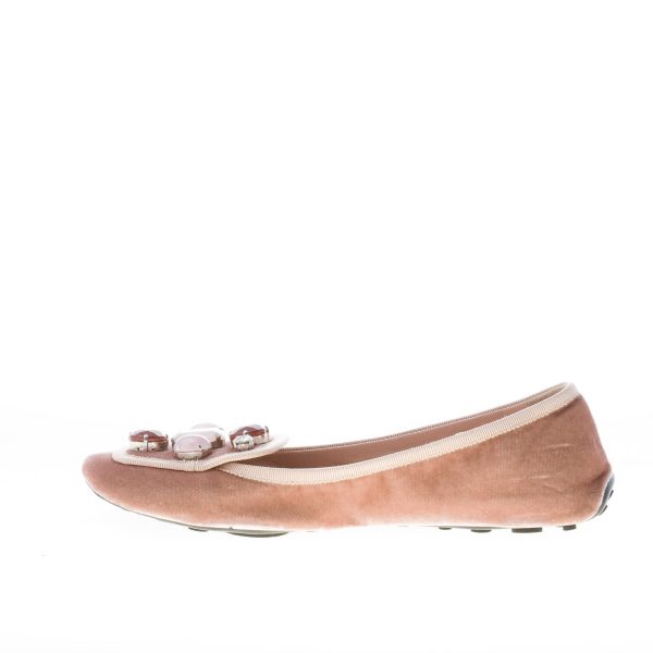CAR SHOE donna ballerina in velluto ROSA con pietre. Suola gomma - immagine 5
