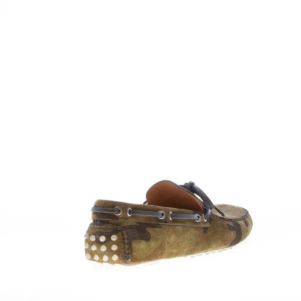 CAR SHOE uomo mocassino driving in camoscio VERDE CAMOUFLAGE con laccetto - immagine 3