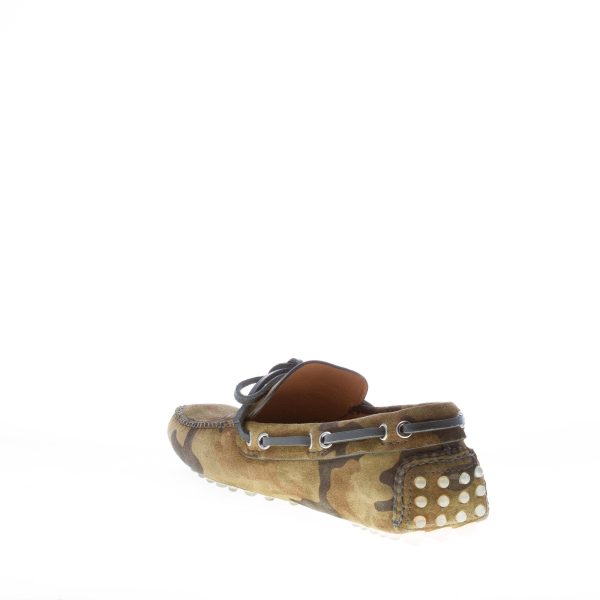 CAR SHOE uomo mocassino driving in camoscio VERDE CAMOUFLAGE con laccetto - immagine 4