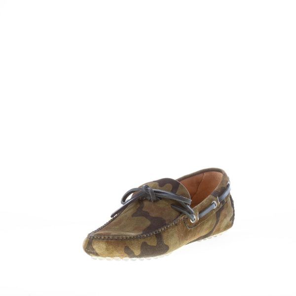 CAR SHOE uomo mocassino driving in camoscio VERDE CAMOUFLAGE con laccetto - immagine 6