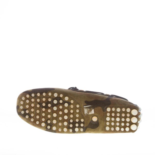 CAR SHOE uomo mocassino driving in camoscio VERDE CAMOUFLAGE con laccetto - immagine 8