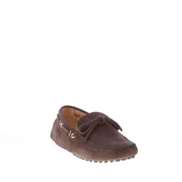 CAR SHOE uomo mocassino driving in camoscio EBANO con laccetto - immagine 2