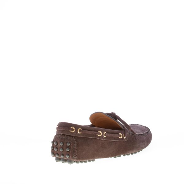 CAR SHOE uomo mocassino driving in camoscio EBANO con laccetto - immagine 3