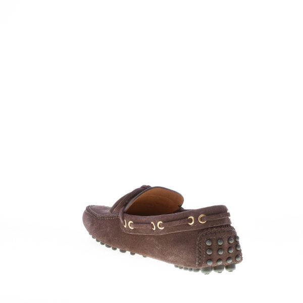 CAR SHOE uomo mocassino driving in camoscio EBANO con laccetto - immagine 4