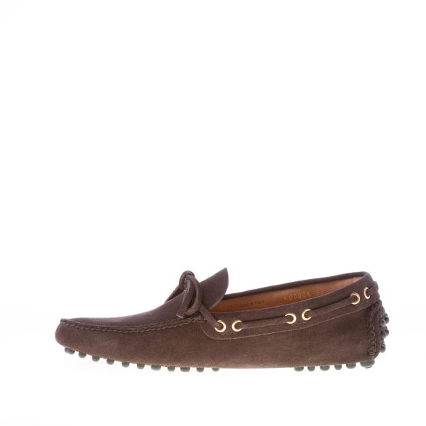 CAR SHOE uomo mocassino driving in camoscio EBANO con laccetto - immagine 5