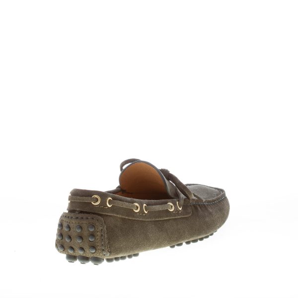 CAR SHOE uomo mocassino driving in camoscio VERDE MIMETICO con laccetto - immagine 3