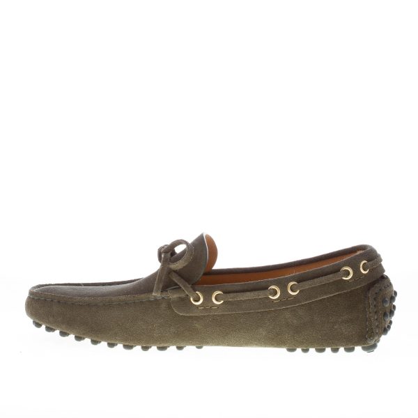 CAR SHOE uomo mocassino driving in camoscio VERDE MIMETICO con laccetto - immagine 5