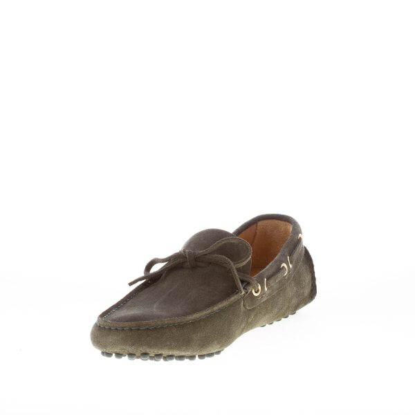 CAR SHOE uomo mocassino driving in camoscio VERDE MIMETICO con laccetto - immagine 6