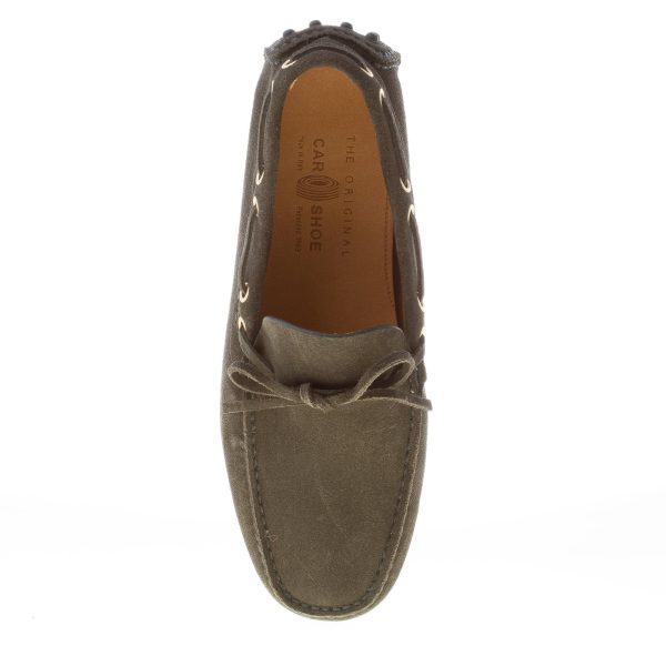 CAR SHOE uomo mocassino driving in camoscio VERDE MIMETICO con laccetto - immagine 7