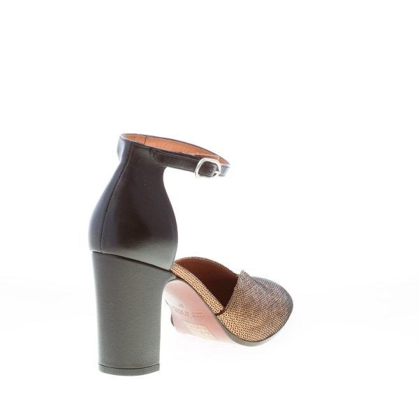 CHIE donna scarpa bebè E-Dari37 in pelle stampata ORO e NERO. Tacco 8 cm - immagine 3