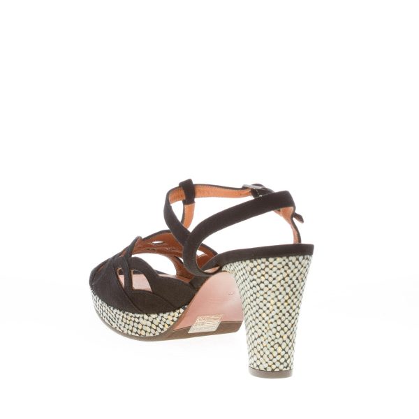 CHIE MIHARA donna sandalo T-Strap Emal in camoscio NERO con fascia laser-cut. Tacco 9 cm - immagine 4