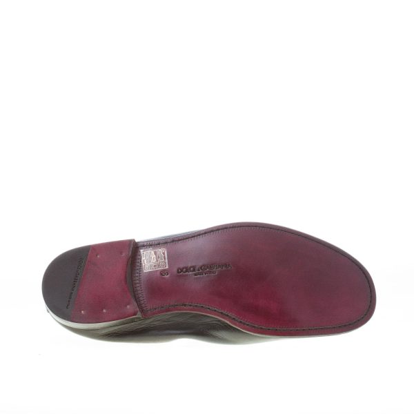 DOLCE & GABBANA uomo mocassino elasticizzato in pelle NERO con fascetta logo. Suola cuoio - immagine 8