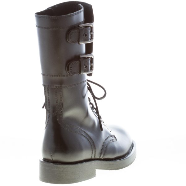 DOLCE & GABBANA donna stivaletto anfibio Bernini in pelle lucida NERO con fibbie. Tacco 3 cm - immagine 3